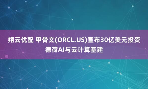 翔云优配 甲骨文(ORCL.US)宣布30亿美元投资德荷AI与云计算基建